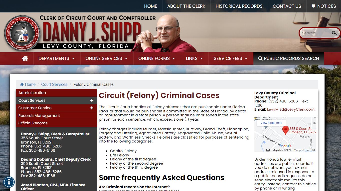 Felony/Criminal Cases – Levy County Clerk of Courts ...